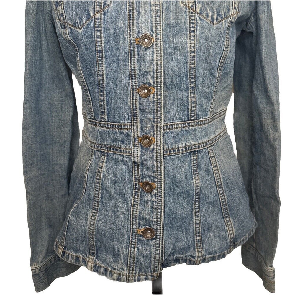 DKNY Womens Button Up Tailored Blue Medium Wash Denim Jacket Sz M - Picture 2 of 10